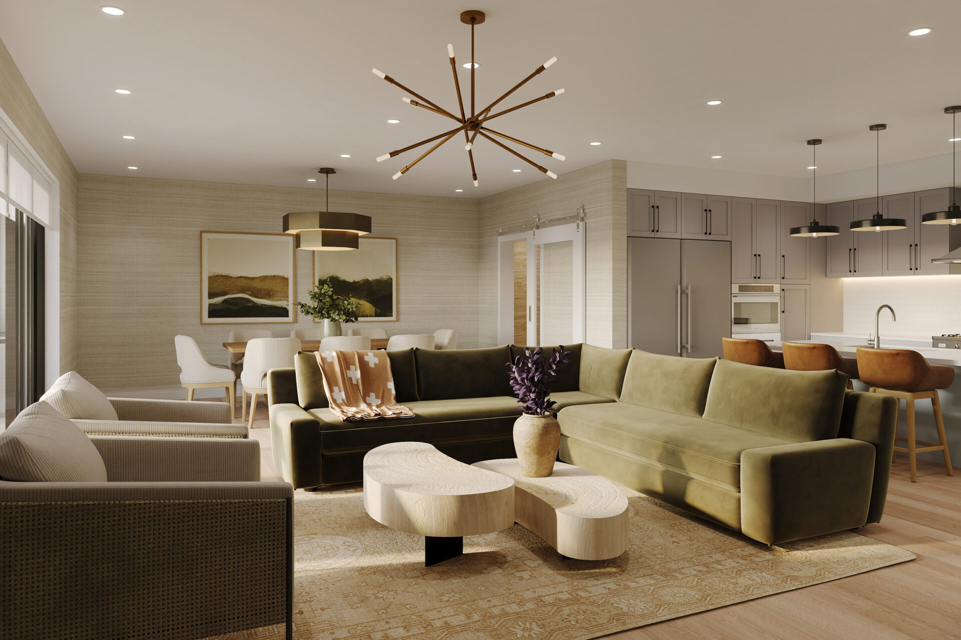 Luxury penthouse apartment in Bozeman Montana at The Henry with upscale open-concept living, dining, and gourmet kitchen