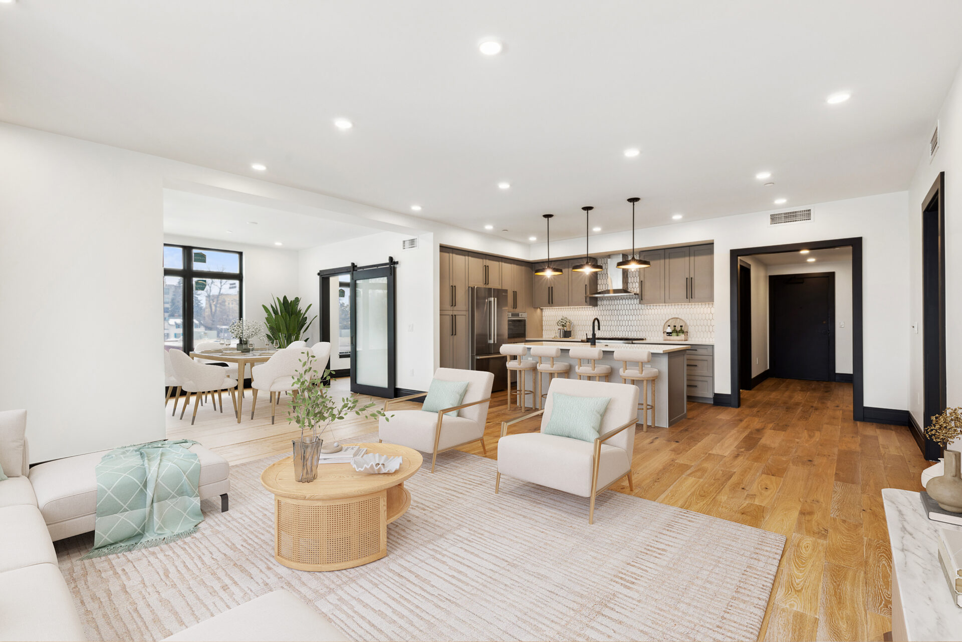 Finish Package C black trim kitchen with dark accents at The Henry Bozeman