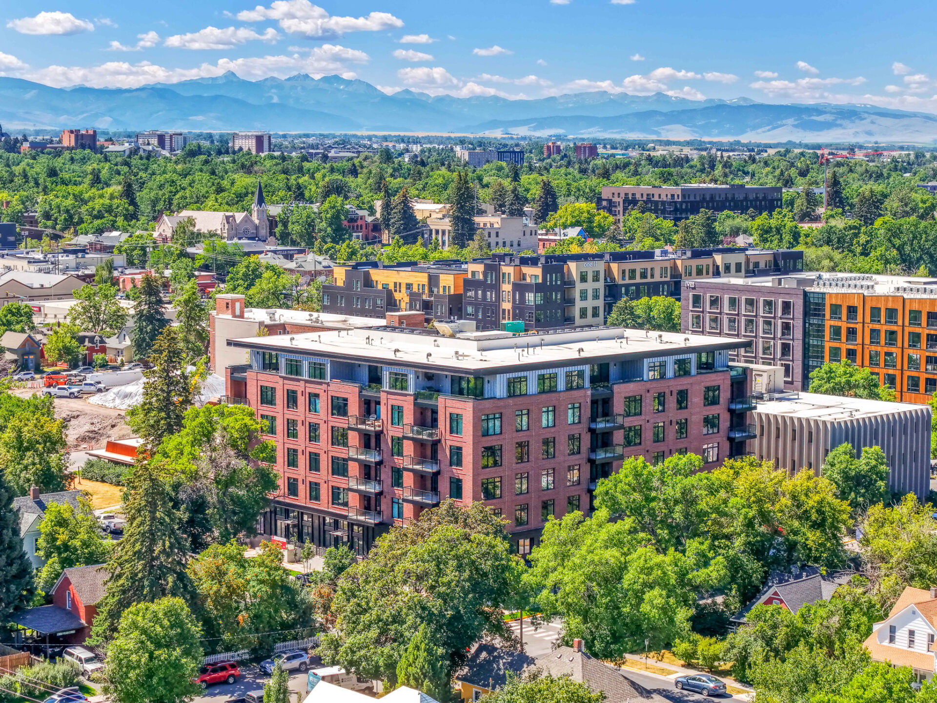 The Henry luxury condominium building exterior in downtown Bozeman Montana